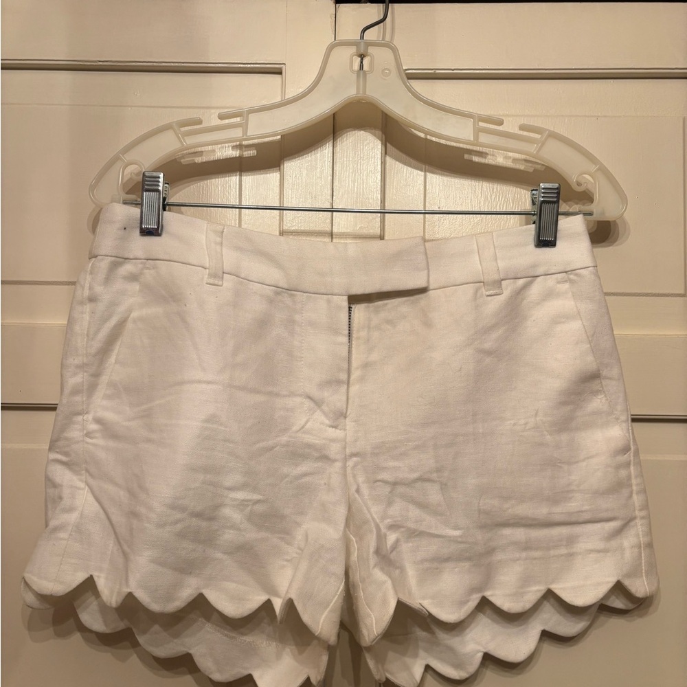 J. Crew White Scalloped Shorts